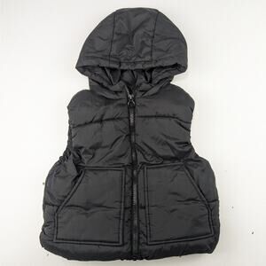 Zara Black Puffy Hooded Vest - Toddler